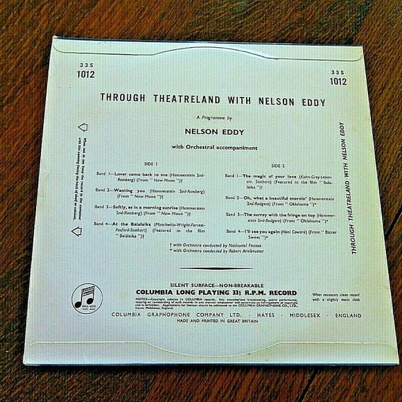 Nelson Eddy Vintage Original Pressing Vinyl LP Through Theatreland Stage Musical - Picture 3 of 16